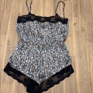 ASOS  Teddy Romper Navy Flowered XXS